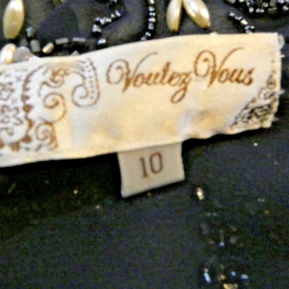 Navy Chiffon Blouse Beaded Top Sheer Dinner Dance Cocktail Party UK 10 = US 6 - Picture 9 of 9